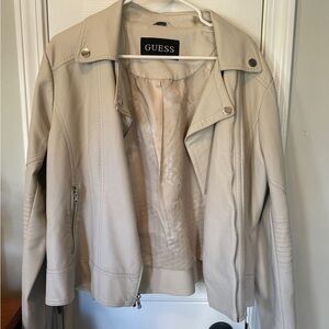GUESS Beige Leather Jacket for Women
